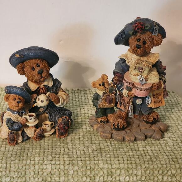 Vintage Boyds Bears Figurine Lot 2 Catherine & Grace Born to Shop Tea Set 1990s - Picture 1 of 7